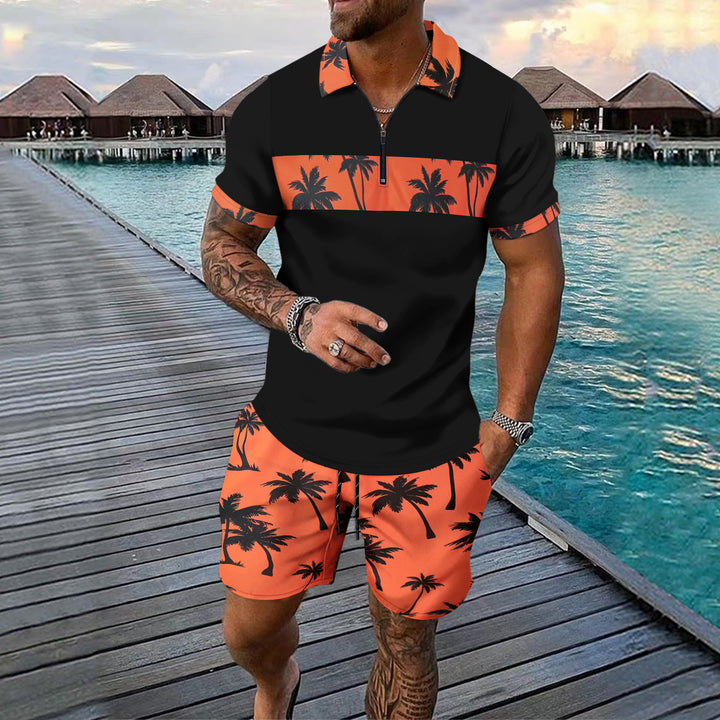 Herren elegant geschnitztes Polohemd mit Shorts Echoarchiv