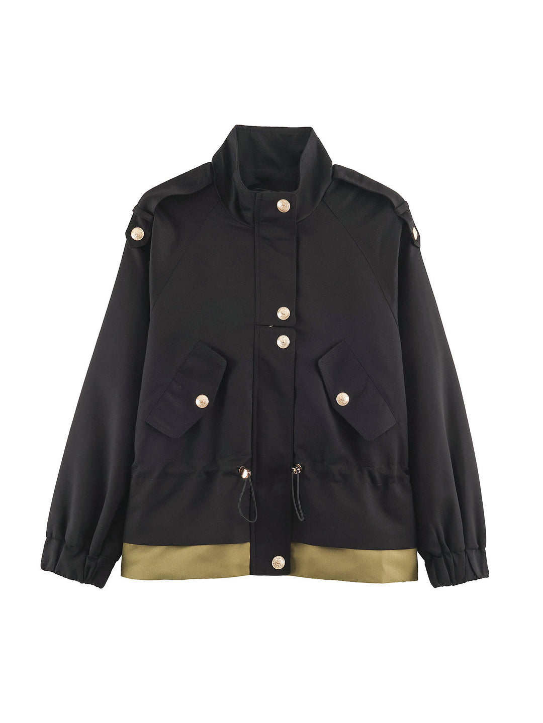 Damen 10+ kurze Utility-Jacke mit Taillenraffung, Stehkragen und Schulterklappen Echo Archiv