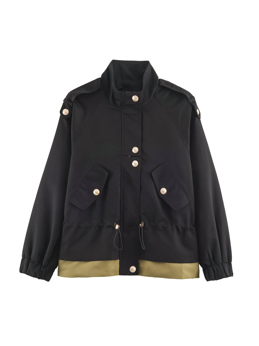 Damen 10+ kurze Utility-Jacke mit Taillenraffung, Stehkragen und Schulterklappen Echo Archiv