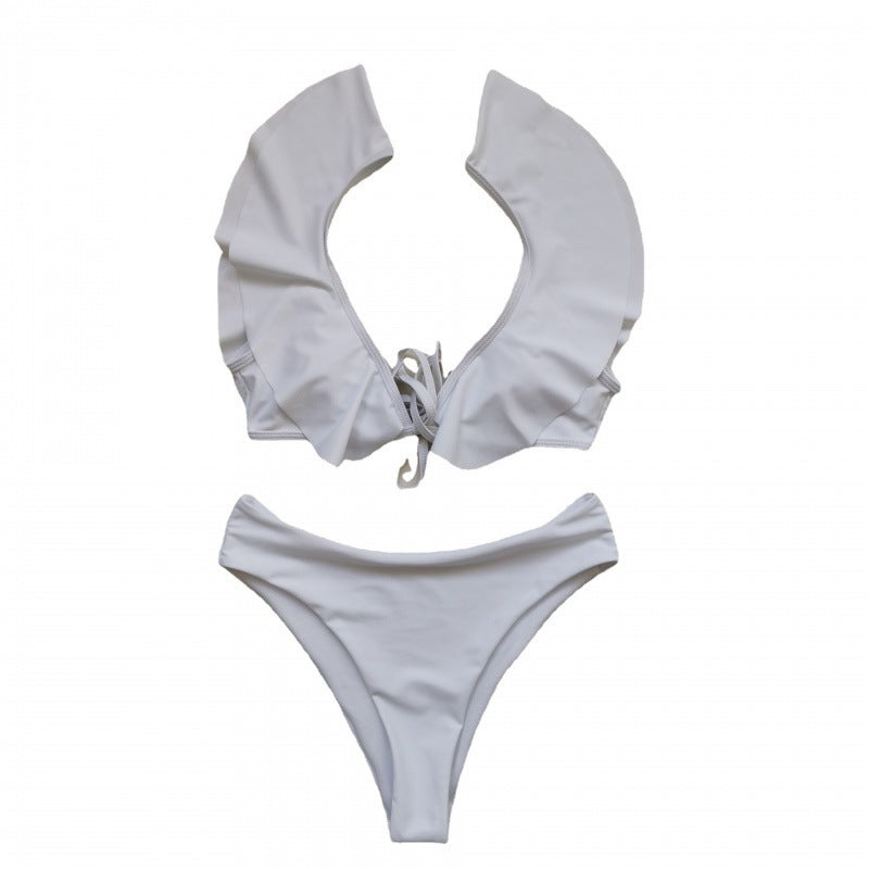 Damen Bikiniset mit Rüschen und Pflanzenmuster Echo Archiv