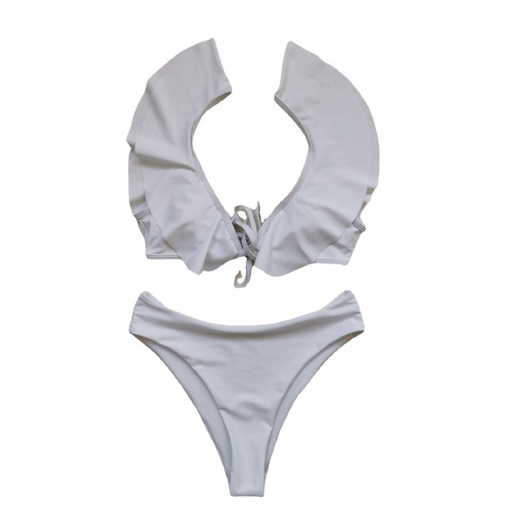 Damen Bikiniset mit Rüschen und Pflanzenmuster Echo Archiv
