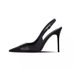 Damen Elegante Slingback‑Pumps mit spitzer Zehenpartie, Leder‑Velours‑Mix und feinem Fesselriemen – Lioré