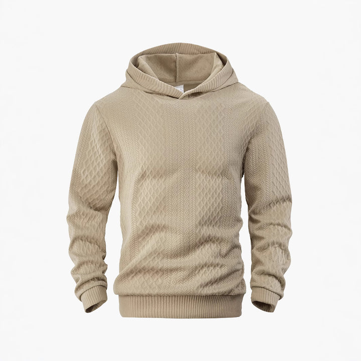 Herren nan strukturierter Schlauchkragen-Pullover mit Kapuze und Waben-Jacquard Echo Archiv