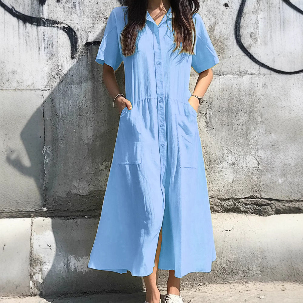Damen Midi-Kleid mit Knopfleiste und praktischen Taschen Echo Archiv