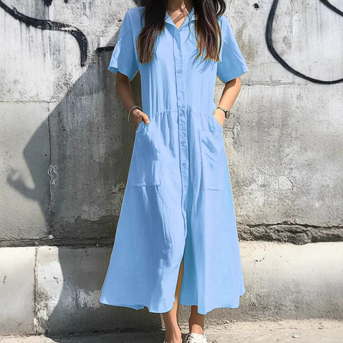 Damen Midi-Kleid mit Knopfleiste und praktischen Taschen Echo Archiv