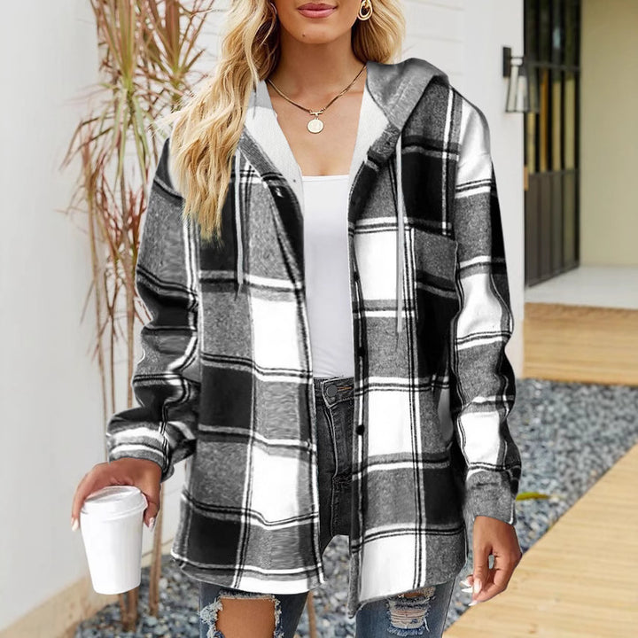Frauen Oversized Hoodie mit Druckknopfverschluss und Kontrastbesatz – Auréline