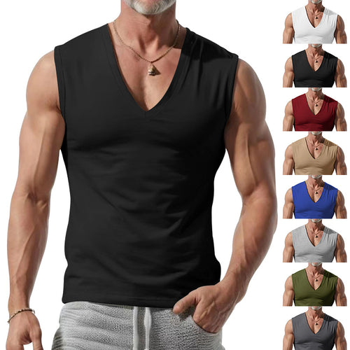 Herren ärmelloses V-Neck T-Shirt aus atmungsaktivem Baumwollmix Echoarchiv