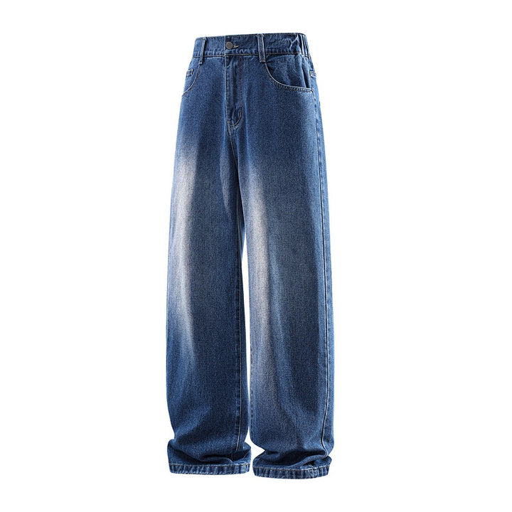 Damen Weite High‑Waist Baggy‑Jeans mit elastischem Bund und Used‑Look Echoarchiv