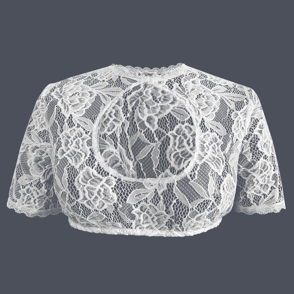 Damen nan Spitzenbolero mit hohem Kragen und kurzen Ärmeln Echo Archiv