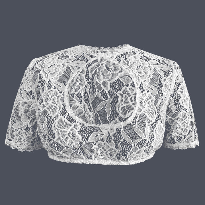 Damen nan Spitzenbolero mit hohem Kragen und kurzen Ärmeln Echo Archiv