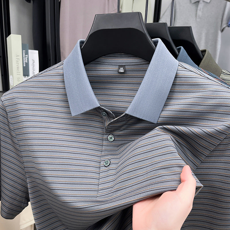 Herren Kurzarm Poloshirt mit innovativem Streifenmuster und atmungsaktiver Technologie Echoarchiv