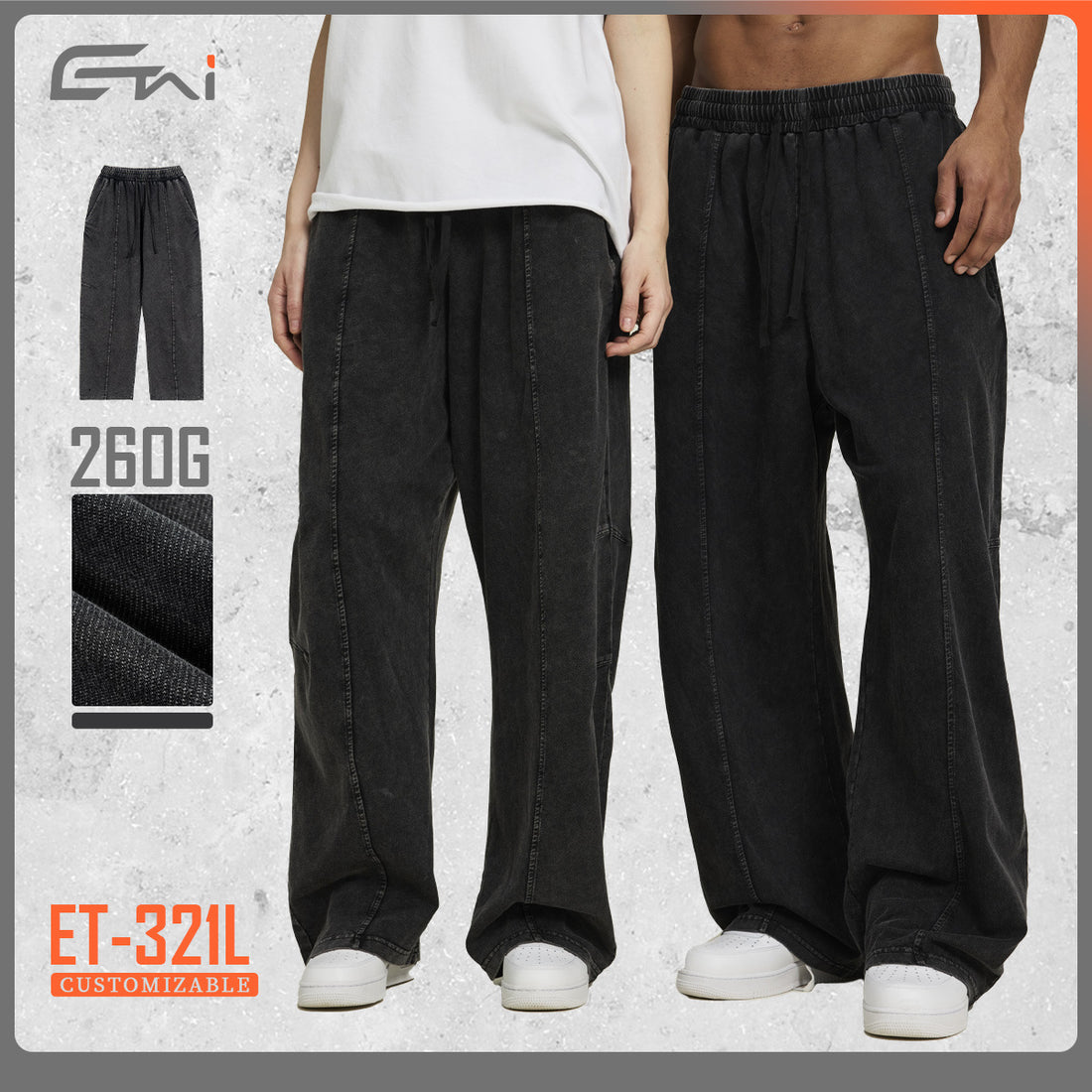 Herren Extraweite Baggy-Hose im Stonewashed-Look mit elastischem Kordelbund Echo Archiv