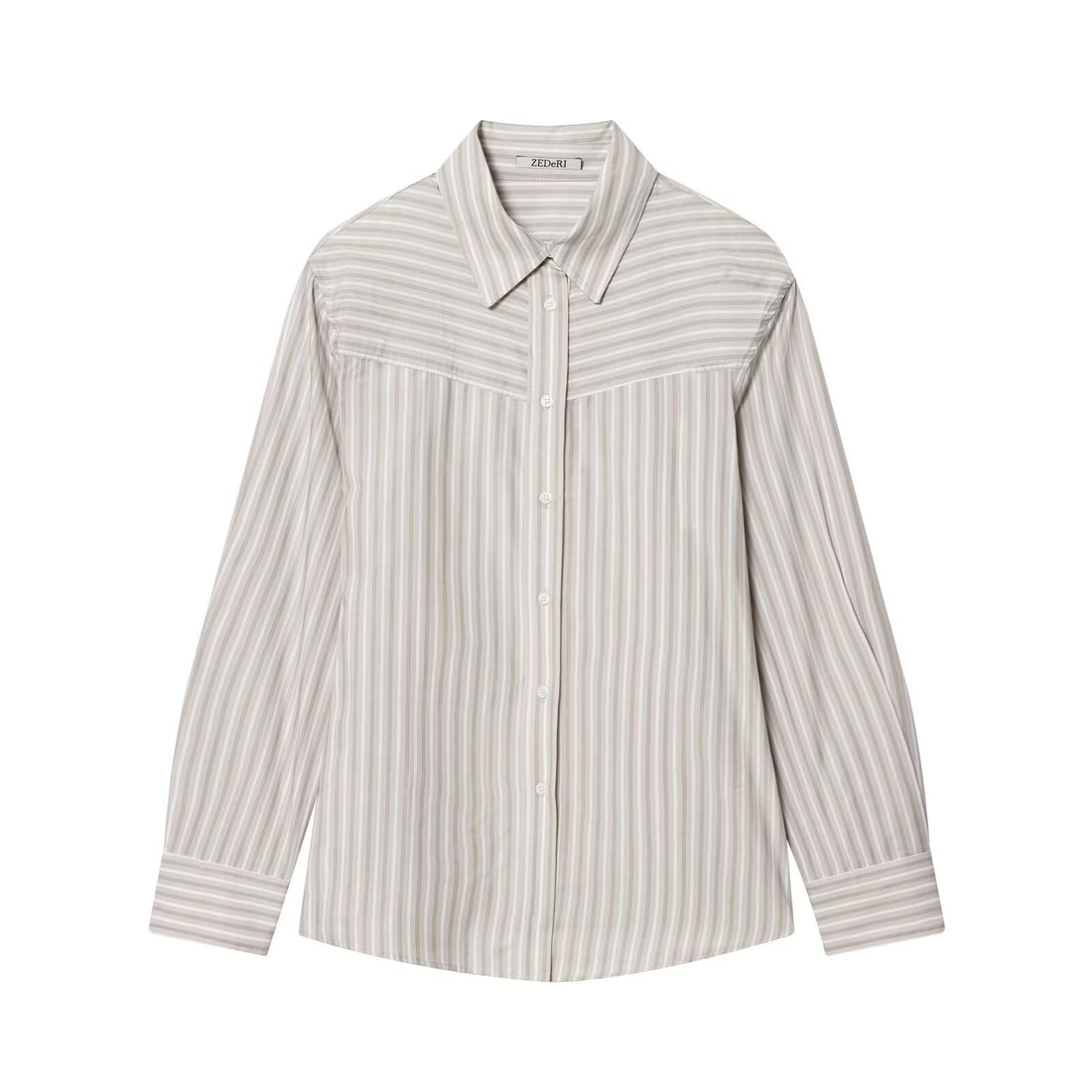 Damen Gestreifte Oversize‑Hemdbluse mit Western‑Yoke Echoarchiv