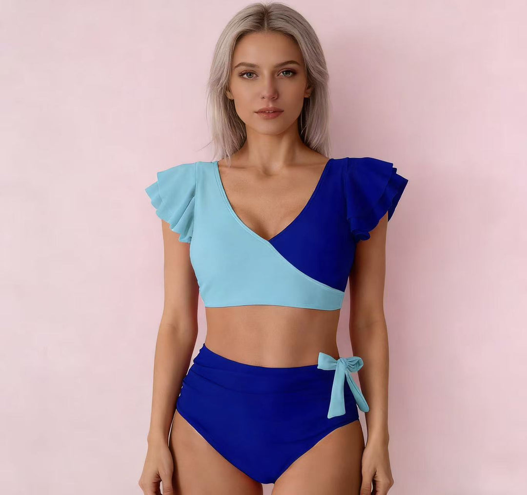 Damen Hochtailliertes Bikini-Set mit Rüschendetails Echo Archiv