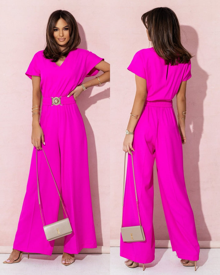Damen Jumpsuit mit weitem Bein und trendigem Gürtel Echoarchiv