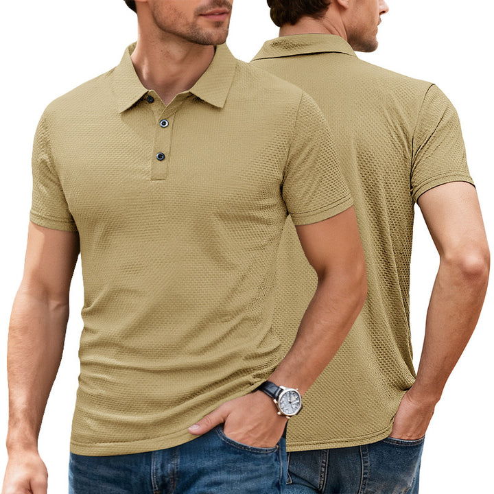 Herren nan strukturiertes Mikrojacquard-Poloshirt mit schlanker Passform und elastischem Komfortstretch Echo Archiv