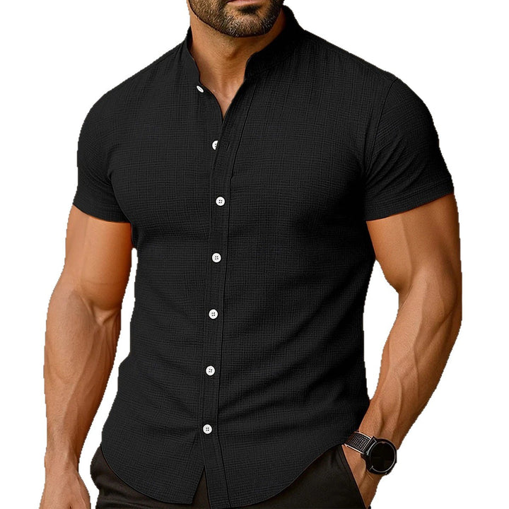 Herren Elegantes Kurzarmhemd mit strukturiertem Design Echoarchiv