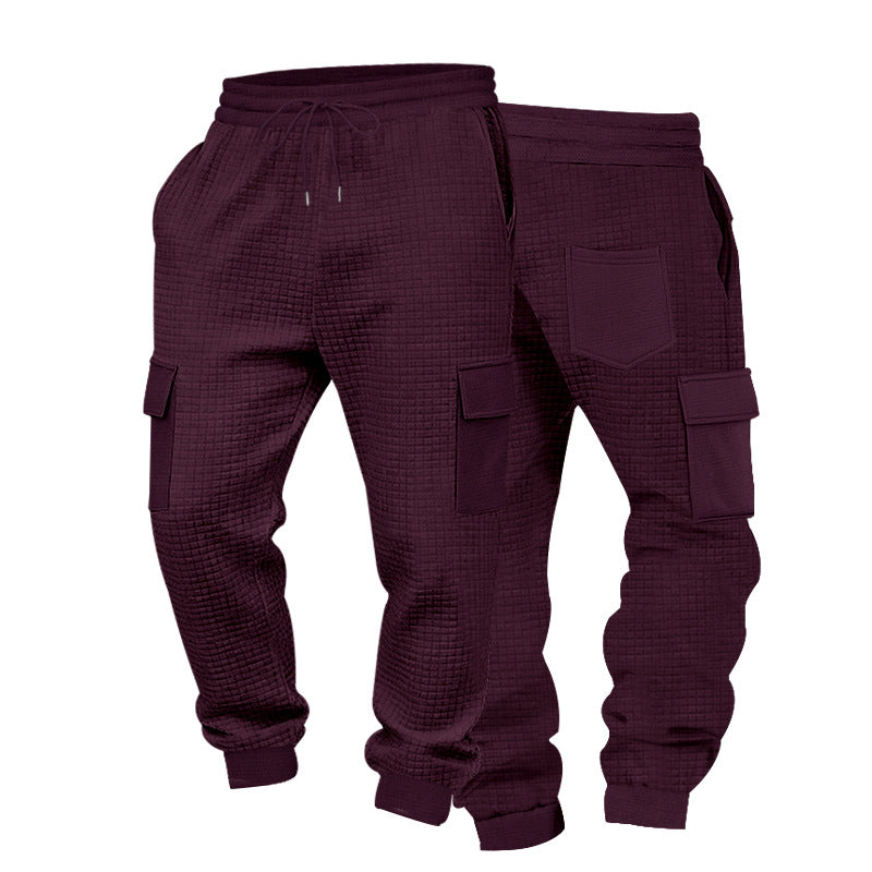 Herren Cargo-Jogginghose mit Waffelstruktur, elastischem Bund und Klappentaschen – Bravaro