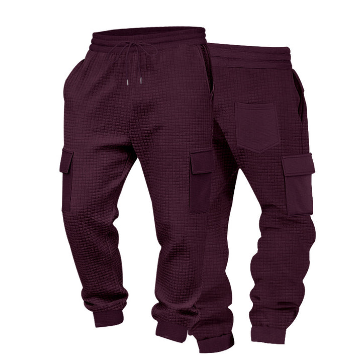 Herren Cargo-Jogginghose mit Waffelstruktur, elastischem Bund und Klappentaschen – Bravaro