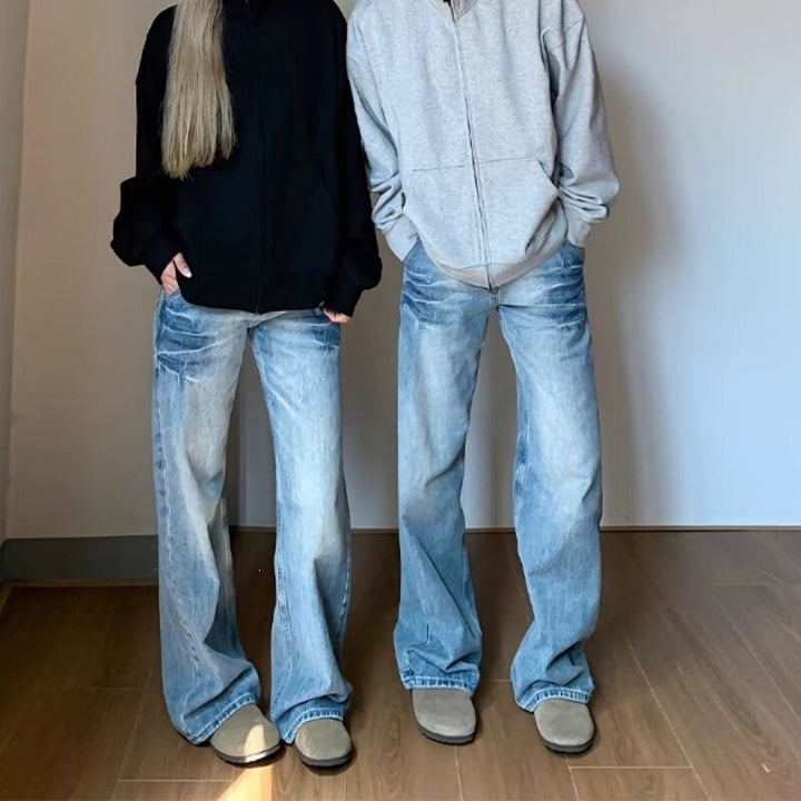 Damen Lässige Weitgeschnittene Jeans Echoarchiv