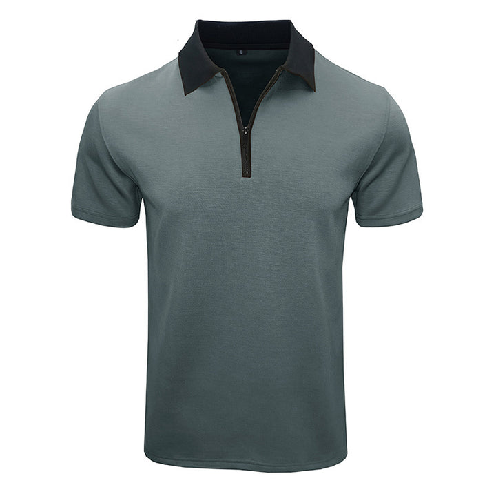 Herren Kurzarm Poloshirt mit Reißverschluss und kontrastierendem Kragen Echoarchiv