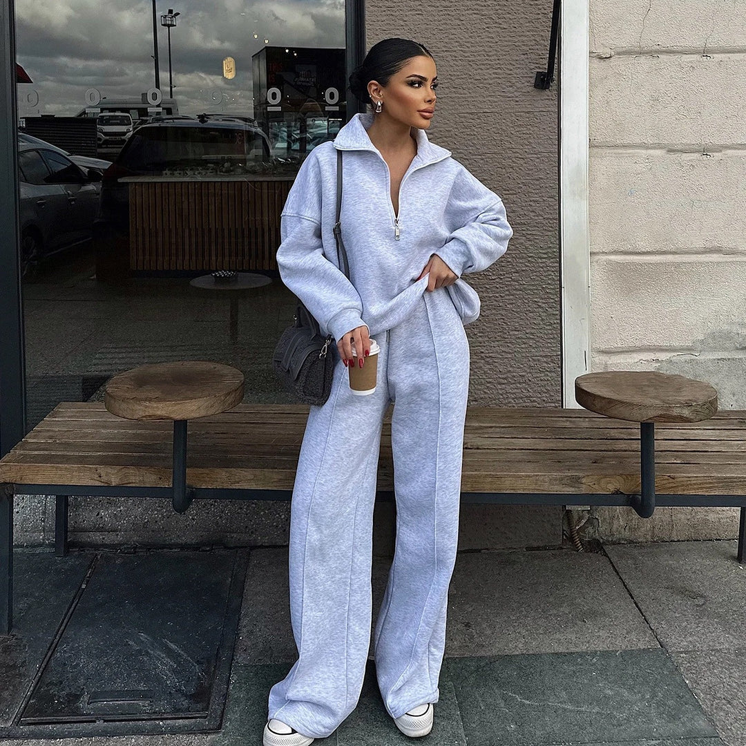 Damen nan Oversize Sweatshirt mit Halbzip und weiten Jogginghose Set Echo Archiv