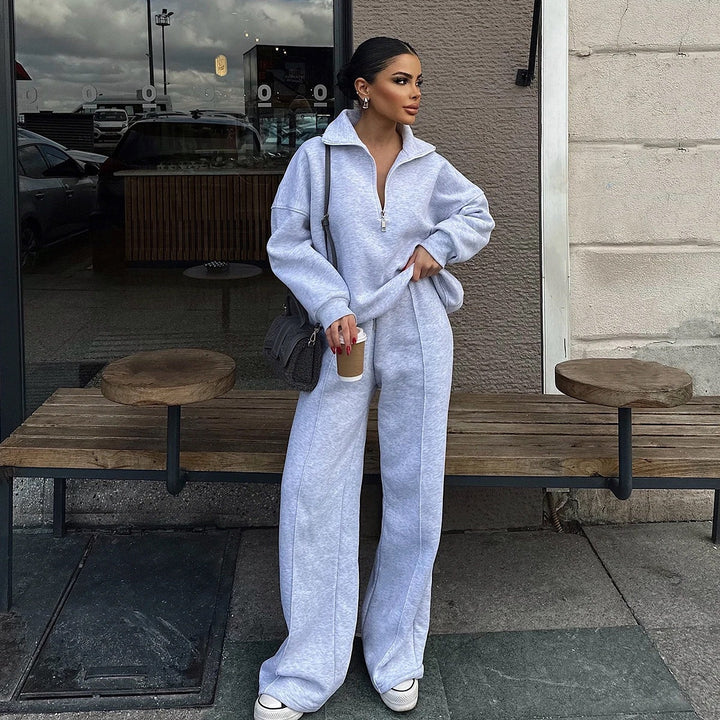 Damen nan Oversize Sweatshirt mit Halbzip und weiten Jogginghose Set Echo Archiv