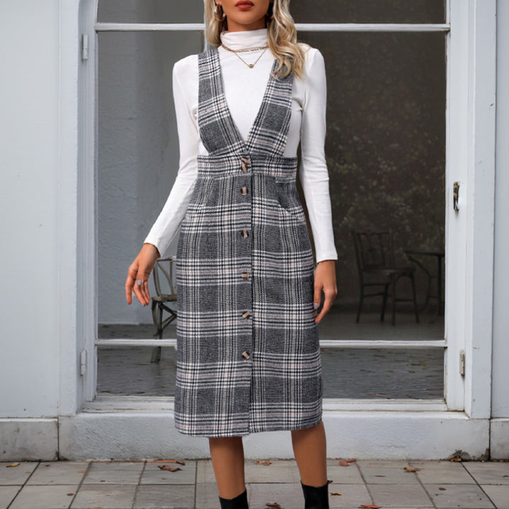 Damen Elegantes Karo Wickelkleid Echo Archiv