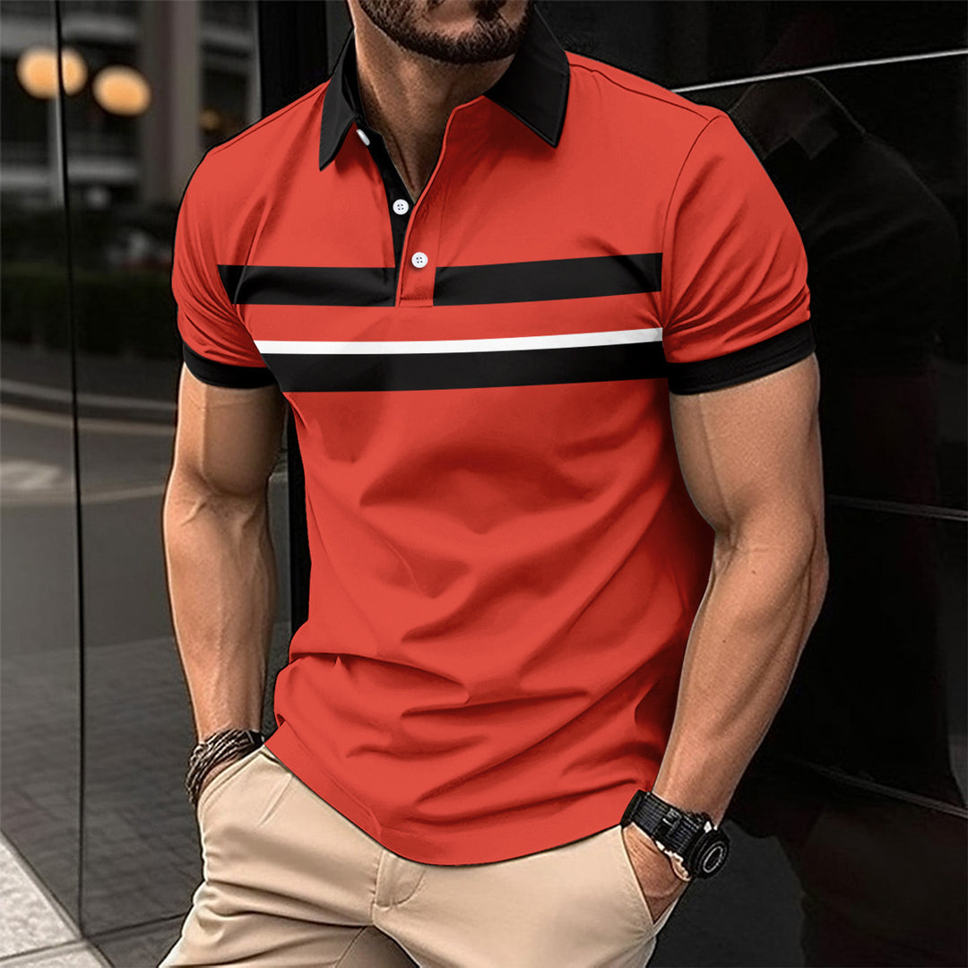 Herren Kurzarm Poloshirt mit modernen Streifen Echoarchiv