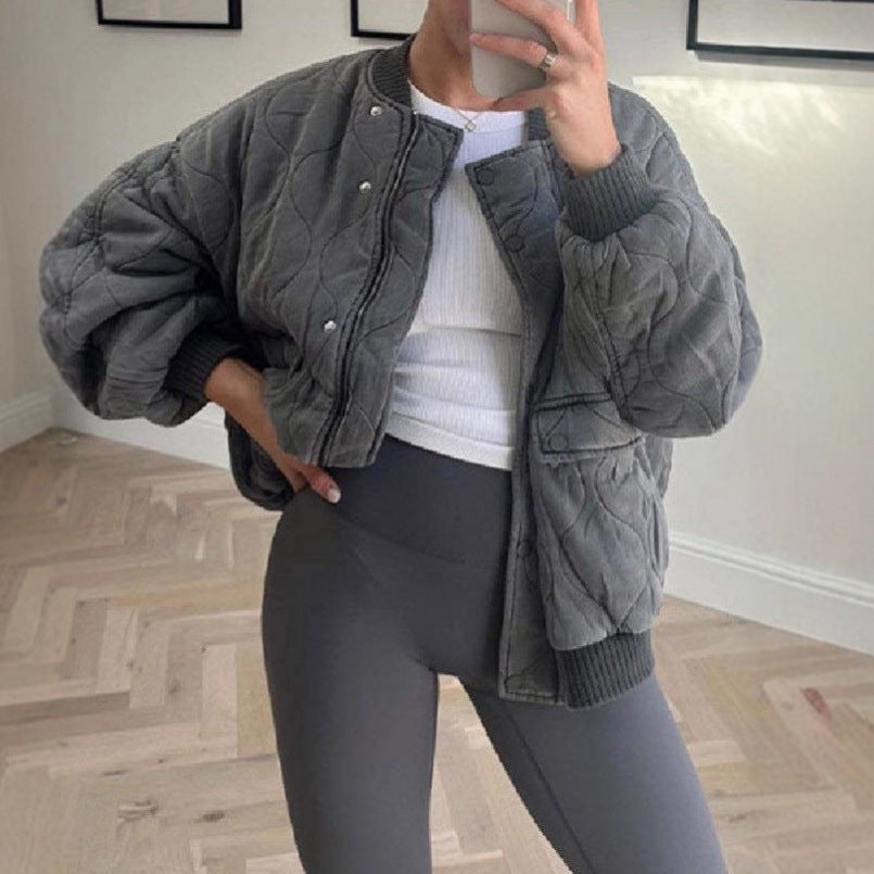 Damen Oversize Steppjacke mit hohen Kragen – Célinea