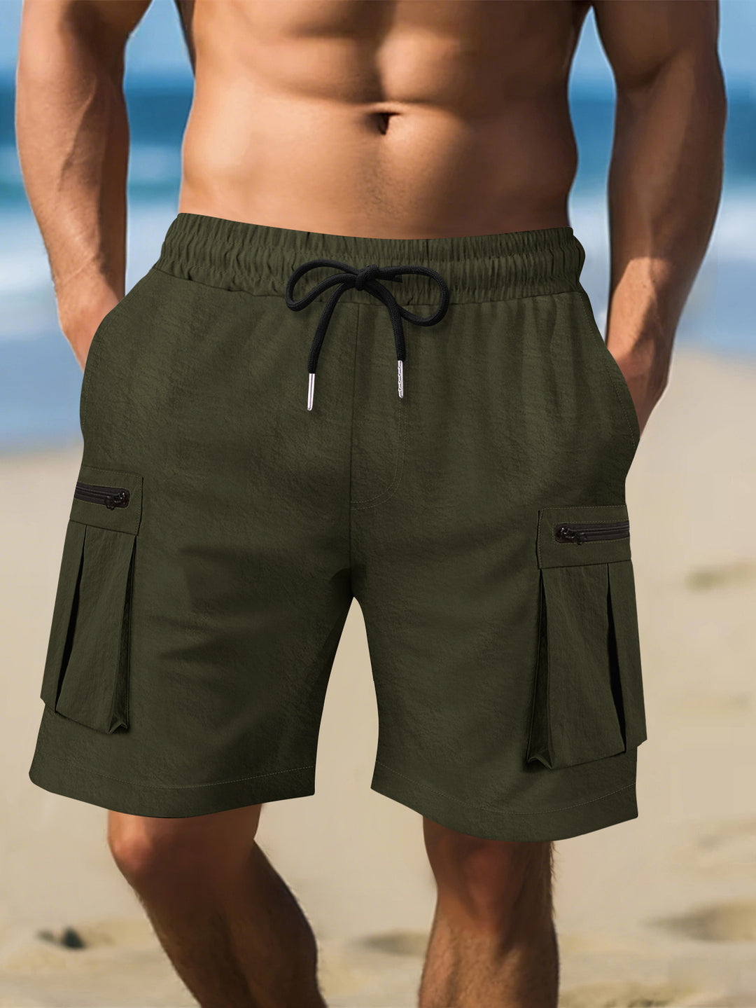Herren Cargo-Shorts mit praktischen Reißverschlusstaschen und elastischem Bund Echoarchiv