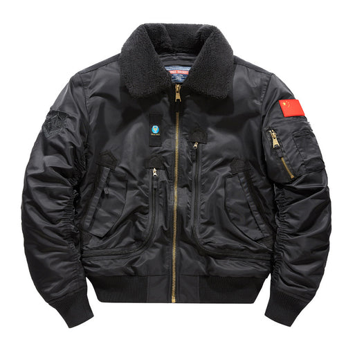 Herren Piloten‑Bomberjacke mit Teddykragen und multifunktionalen Organizer‑Taschen Echo Archiv