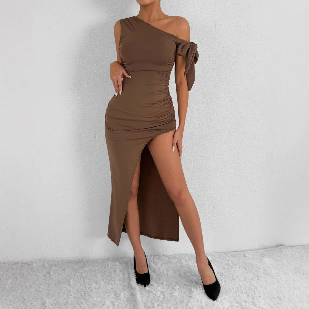 Damen Elegantes Wickelkleid mit asymmetrischem Schnitt und schickem Rüschendetail Echo Archiv