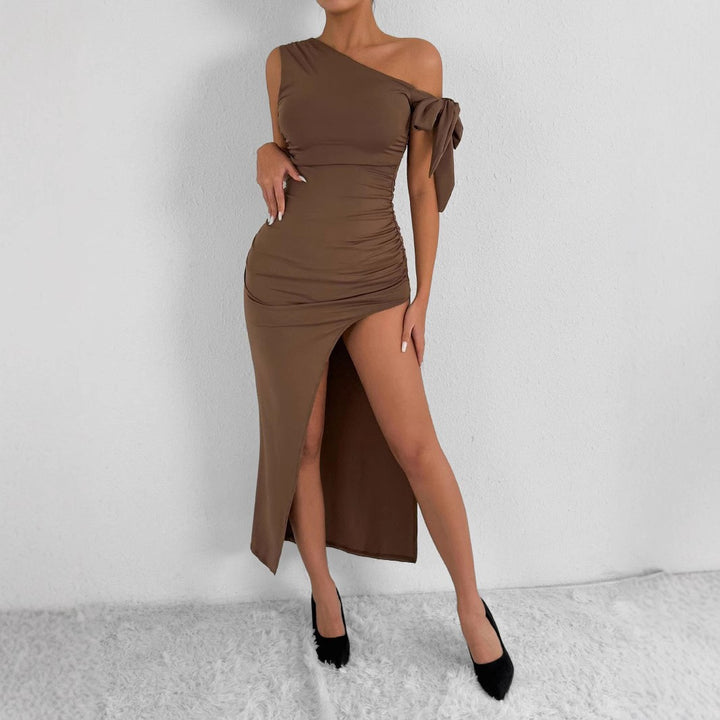 Damen Elegantes Wickelkleid mit asymmetrischem Schnitt und schickem Rüschendetail Echo Archiv