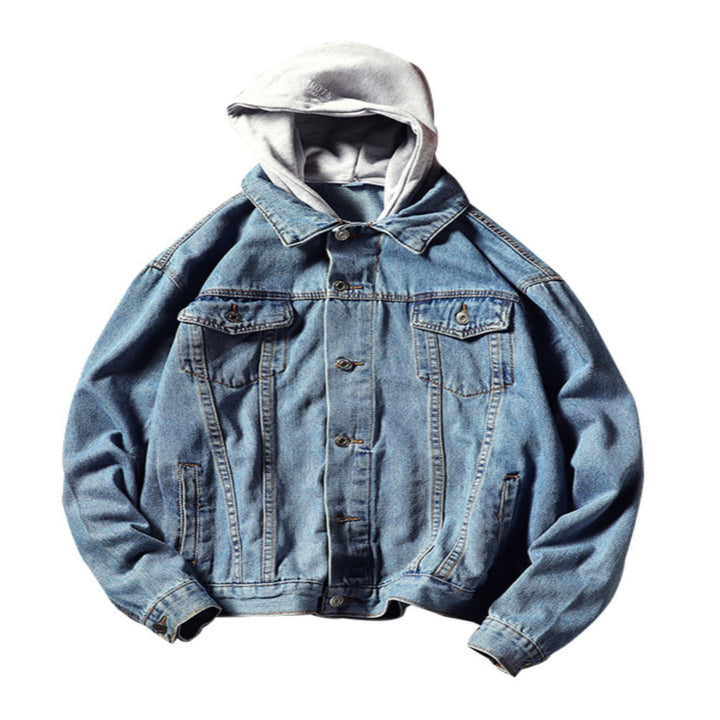 Herren Modische Denimjacke mit Kapuze Echoarchiv