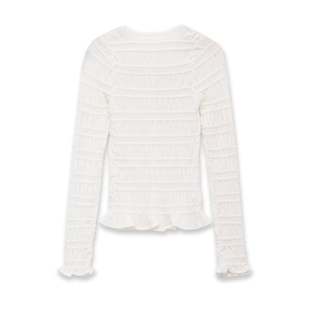 Damen Gesmoktes Feinstrick-Cardigan mit Rüschenabschluss und Knopfleiste Echo Archiv