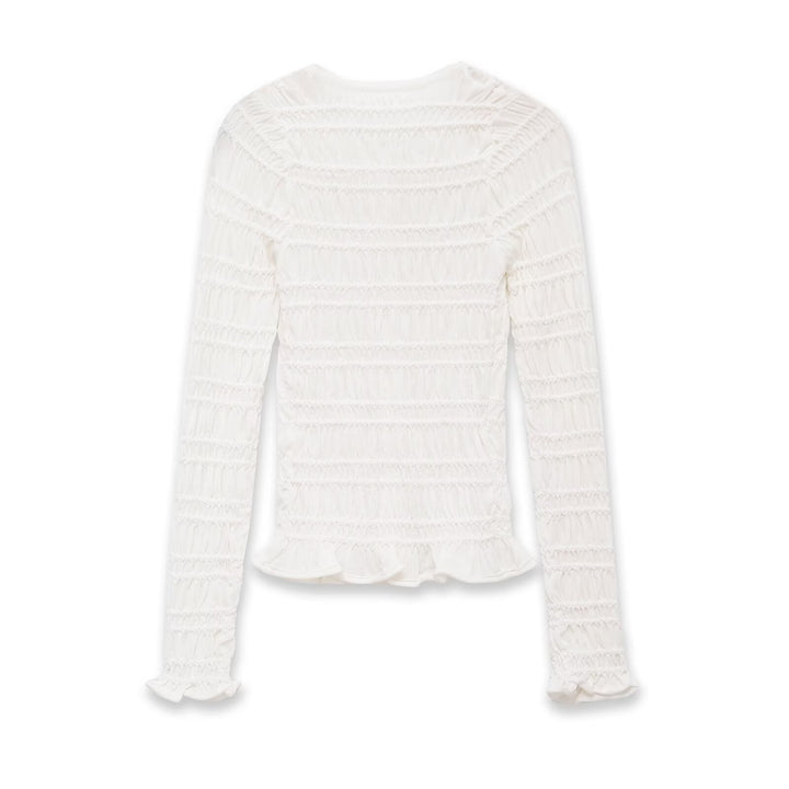 Damen Gesmoktes Feinstrick-Cardigan mit Rüschenabschluss und Knopfleiste Echo Archiv