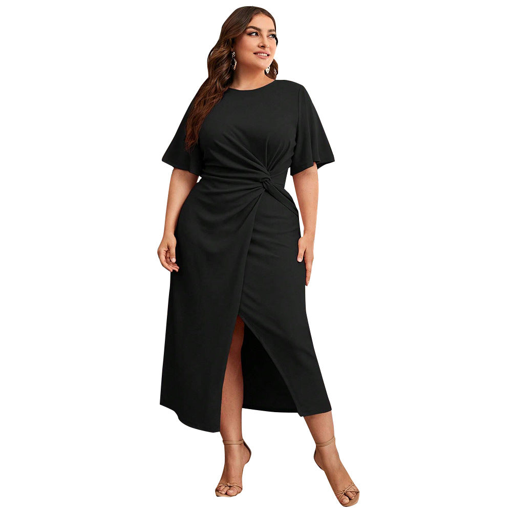 Damen Midikleid mit elegantem Knotendesign und modischem Schlitz Echo Archiv