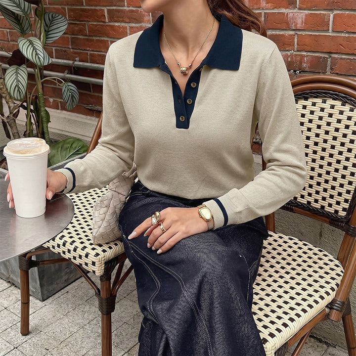Damen Modischer Pullover mit Knopfleiste Echo Archiv