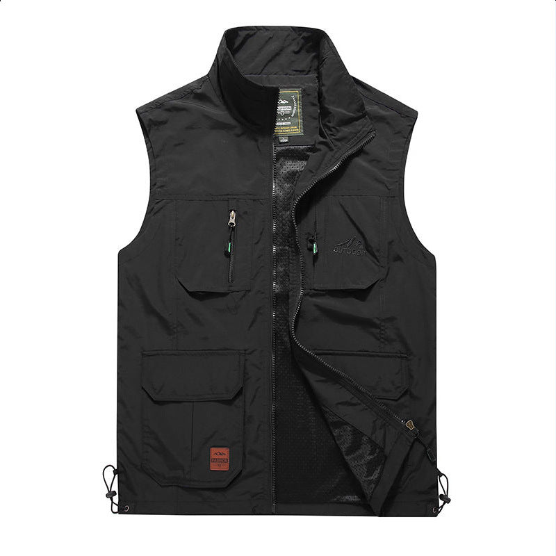 Herren Multifunktionale Outdoor‑Weste mit Mesh‑Futter, Mehrfach‑Taschen und verstellbarem Saum Echo Archiv