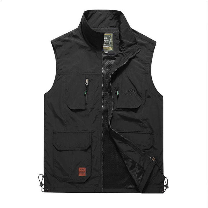 Herren Multifunktionale Outdoor‑Weste mit Mesh‑Futter, Mehrfach‑Taschen und verstellbarem Saum Echo Archiv