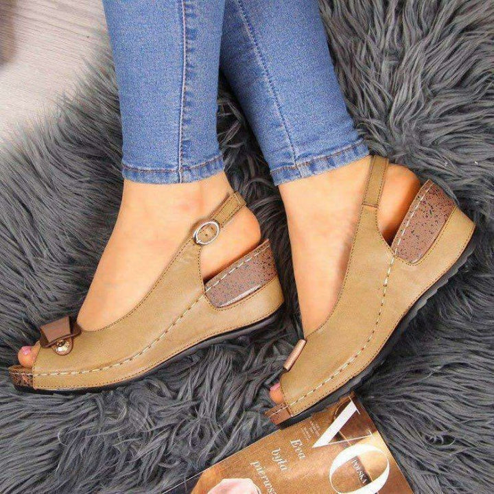 Damen Keil‑Slingback‑Sandalen mit gepolstertem Komfortfußbett und Zierschleife – Sorelia