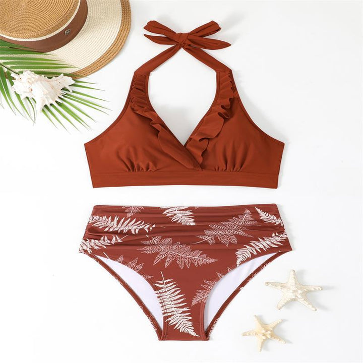 Damen Bikini-Set mit Volant-Top und hochgeschnittenem Slip Echo Archiv