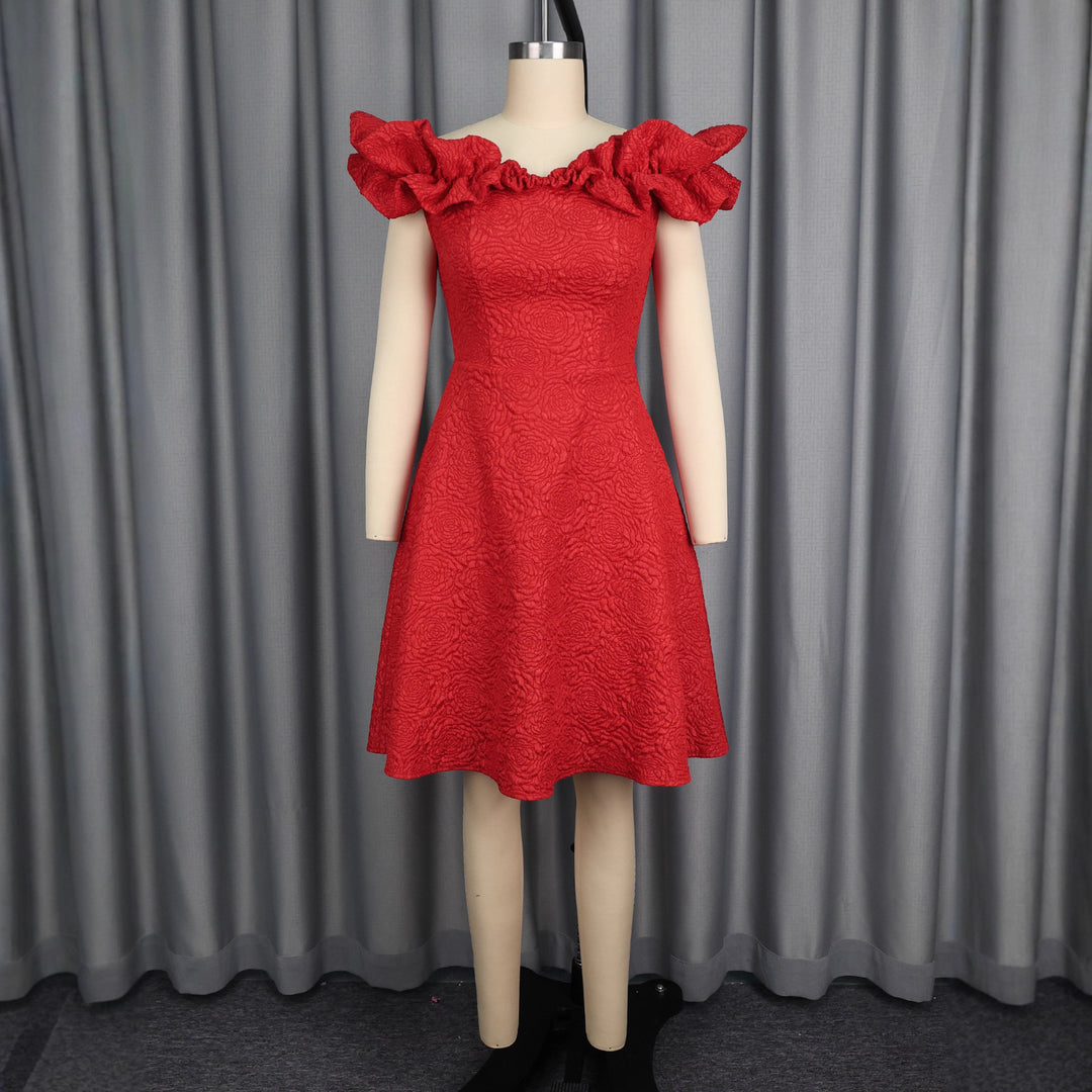 Damen Cocktailkleid mit voluminösen Rüschenärmel Echo Archiv
