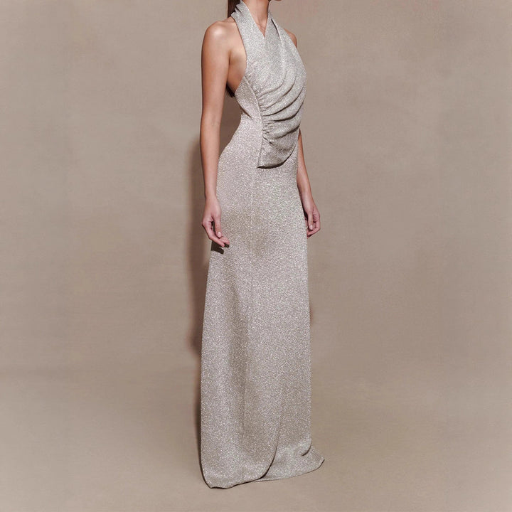 Damen Elegantes Maxikleid mit schimmerndem Stoff und raffiniertem Wickeldetail Echo Archiv