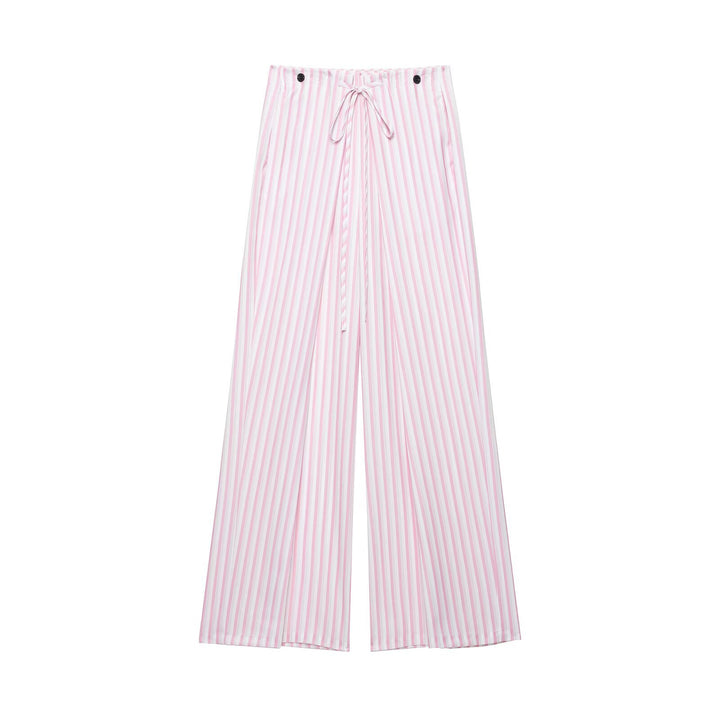 Damen Leichte Highwaist Palazzohose mit weitem Bein, Tunnelzug und vertikalem Streifenmuster Echo Archiv