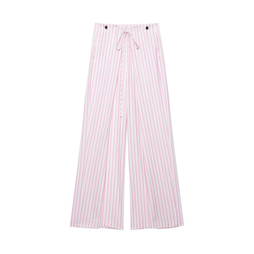 Damen Leichte Highwaist Palazzohose mit weitem Bein, Tunnelzug und vertikalem Streifenmuster Echo Archiv