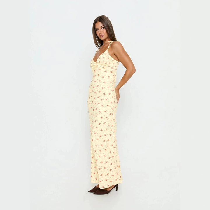 Damen Maxi-Kleid mit verspieltem Blumenmuster und verstellbaren Spaghetti-Trägern Echo Archiv