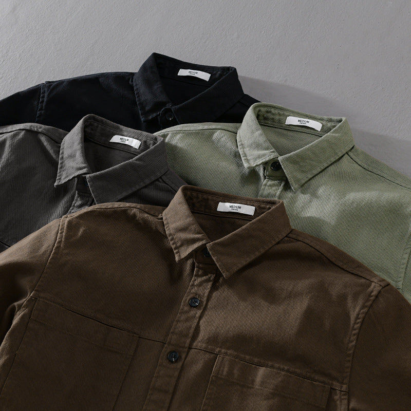 Herren Overshirt-Hemd aus strukturiertem Baumwoll-Twill mit aufgesetzten Brusttaschen und relaxed Fit Echoarchiv