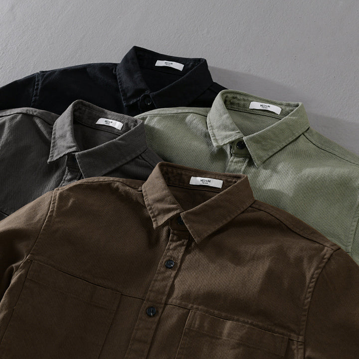 Herren Overshirt-Hemd aus strukturiertem Baumwoll-Twill mit aufgesetzten Brusttaschen und relaxed Fit Echoarchiv